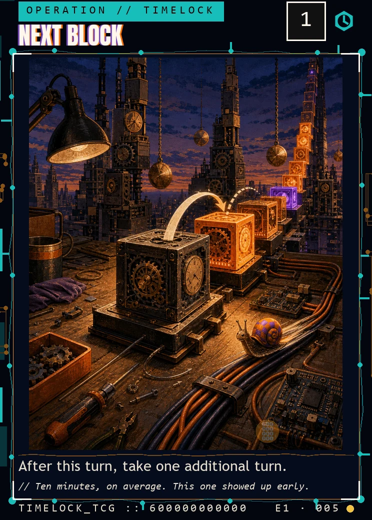 Next Block — a rare Timelock Operation card
